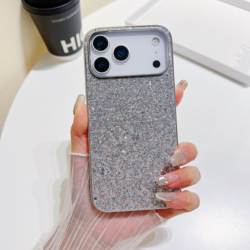 iPhone 17 Pro Max Glitter Powder Shockproof TPU Phone Case - Silver
