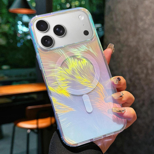 iPhone 17 Pro Max Glossy Color-Plated MagSafe Shockproof Phone Case - Colored Feathers