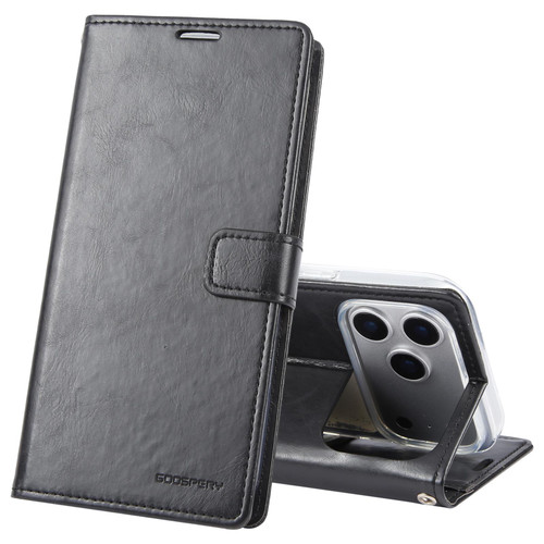 iPhone 17 Pro Max GOOSPERY BLUE MOON Crazy Horse Texture Leather Phone Case - Black