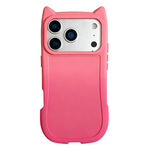 iPhone 17 Pro Max Gradient Cat Ear Design TPU Phone Case - Pink Rose Red