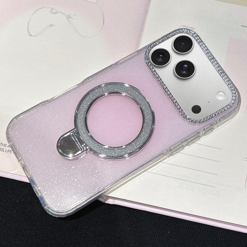 iPhone 17 Pro Max Gradient Glitter Diamonds MagSafe Phone Case - Light Pink