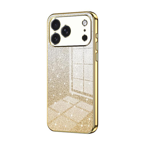 iPhone 17 Pro Max Gradient Glitter Powder Electroplated Phone Case - Gold