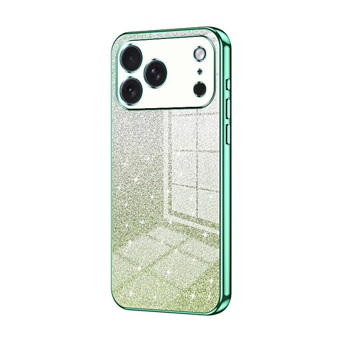 iPhone 17 Pro Max Gradient Glitter Powder Electroplated Phone Case - Green