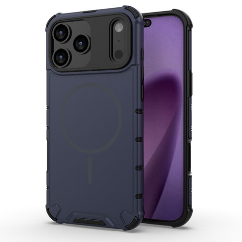 iPhone 17 Pro Max Grating Solid Color MagSafe Magnetic Phone Case - Dark Blue