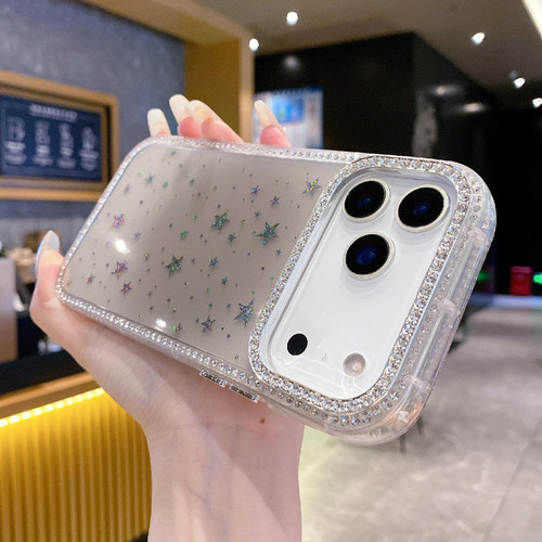 iPhone 17 Pro Max Holographic Starry Pattern TPU Hybrid IMD Full Coverage Phone Case - Brown
