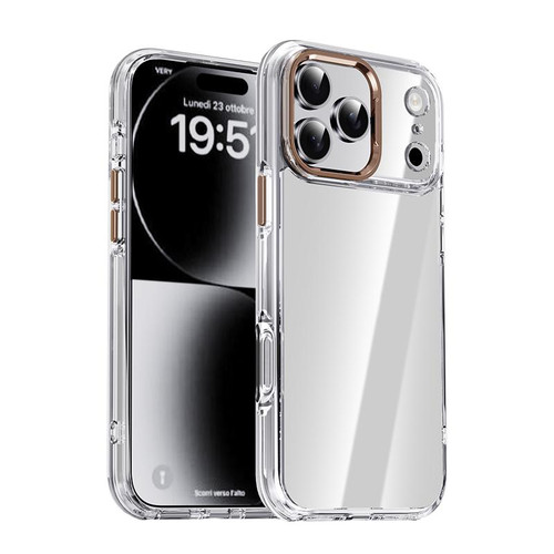 iPhone 17 Pro Max iPAKY Mingxing Series Shockproof PC+TPU Phone Case - Transparent + Desert Gold
