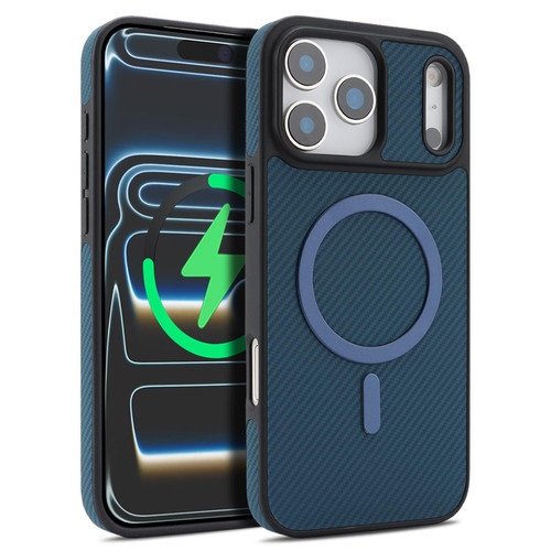 iPhone 17 Pro Max Kalebol Carbon Fiber MagSafe Phone Case - Blue