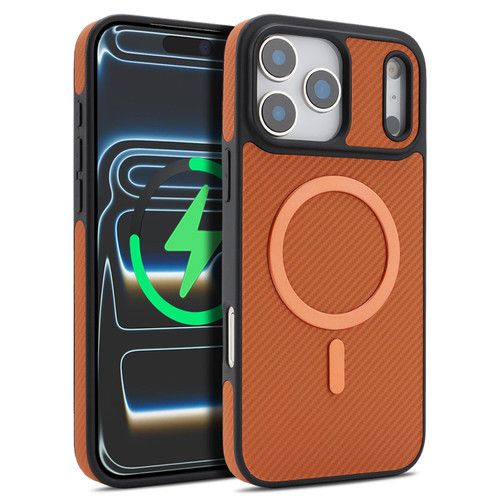 iPhone 17 Pro Max Kalebol Carbon Fiber MagSafe Phone Case - Brown