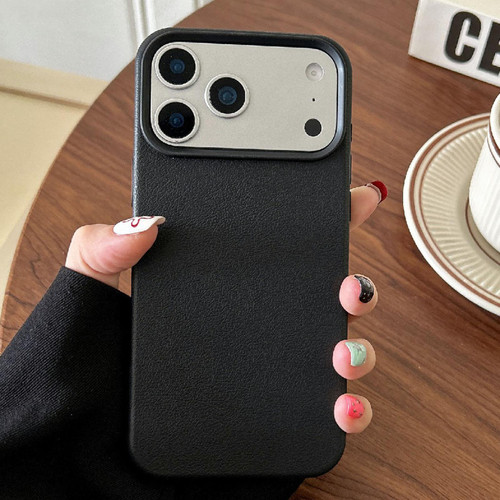 iPhone 17 Pro Max Leather Texture TPU Full Coverage Phone Case - Black
