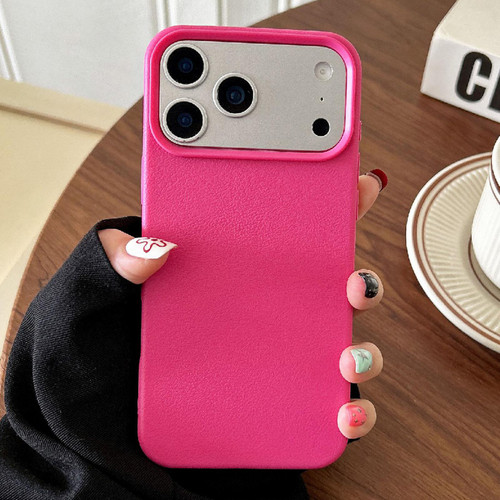 iPhone 17 Pro Max Leather Texture TPU Full Coverage Phone Case - Rose Red