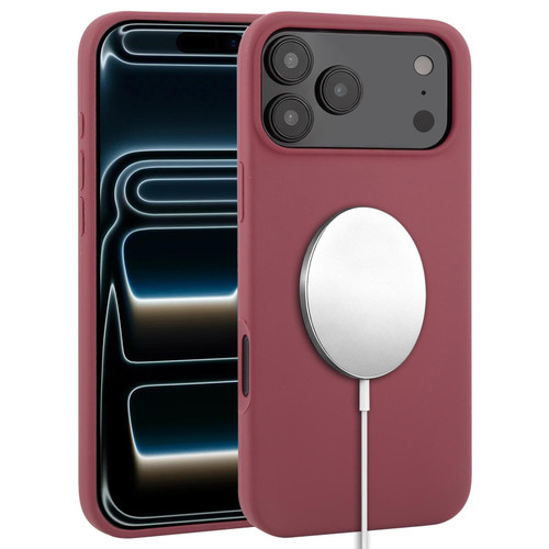 iPhone 17 Pro Max Liquid Silicone Full Coverage MagSafe Phone Case - Wine Red