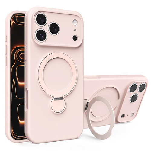 iPhone 17 Pro Max Liquid Silicone MagSafe Holder Phone Case - Pink