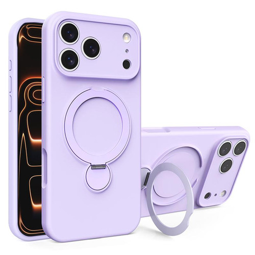 iPhone 17 Pro Max Liquid Silicone MagSafe Holder Phone Case - Purple
