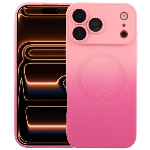 iPhone 17 Pro Max Liquid TPU Silicone Gradient MagSafe Phone Case - Pink Red