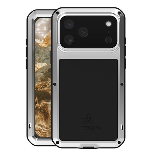 iPhone 17 Pro Max LOVE MEI Metal Shockproof Life Waterproof Dustproof Phone Case - Silver