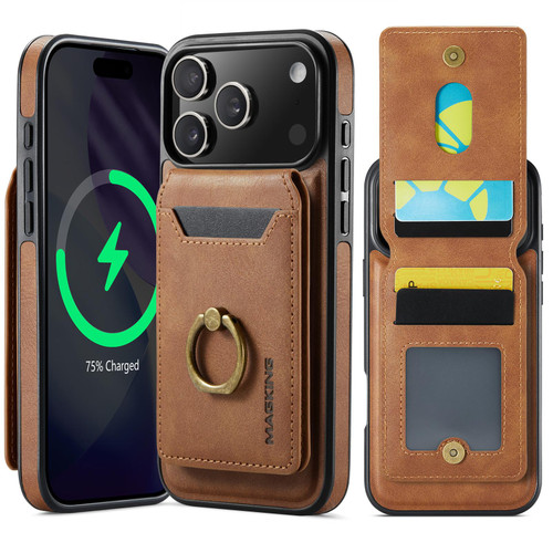 iPhone 17 Pro Max MAGKING K1 MagSafe Detachable Wallet RFID Back Cover Phone Case - Brown