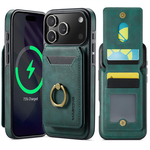iPhone 17 Pro Max MAGKING K1 MagSafe Detachable Wallet RFID Back Cover Phone Case - Green