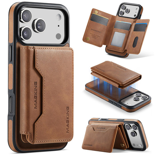 iPhone 17 Pro Max MAGKING K3 Series MagSafe RFID K3 Pro Card Bag Detachable Phone Case - Brown