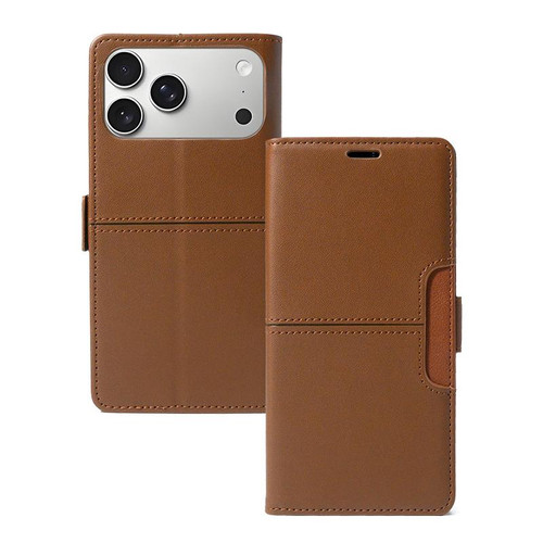 iPhone 17 Pro Max Magnetic Buckle Card Slot Leather Phone Case - Brown