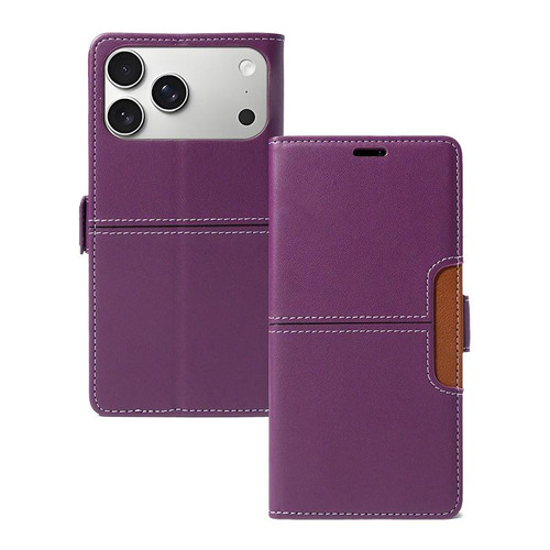 iPhone 17 Pro Max Magnetic Buckle Card Slot Leather Phone Case - Purple