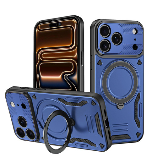 iPhone 17 Pro Max MagSafe 2 in 1 TPU Phone Case with Rotating Holder - Blue
