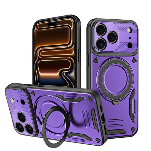 iPhone 17 Pro Max MagSafe 2 in 1 TPU Phone Case with Rotating Holder - Purple