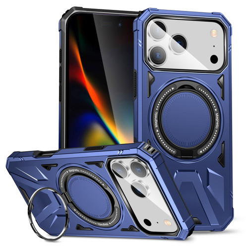 iPhone 17 Pro Max MagSafe Magnetic Shockproof Phone Case with Ring Holder - Navy Blue