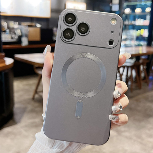 iPhone 17 Pro Max Metallic Paint Magsafe Liquid TPU Phone Case - Gray