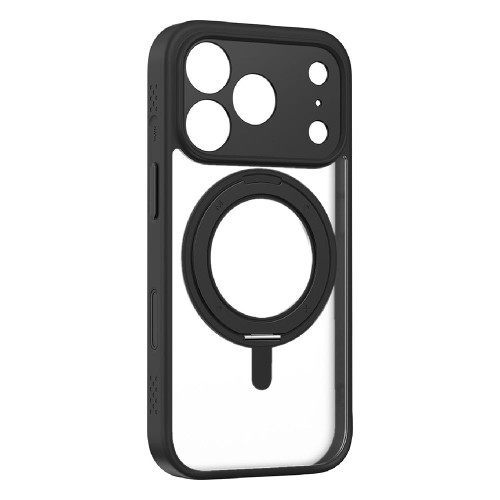 iPhone 17 Pro Max MOMAX Magsafe Magnetic Metal Rotating Holder Phone Case - Black