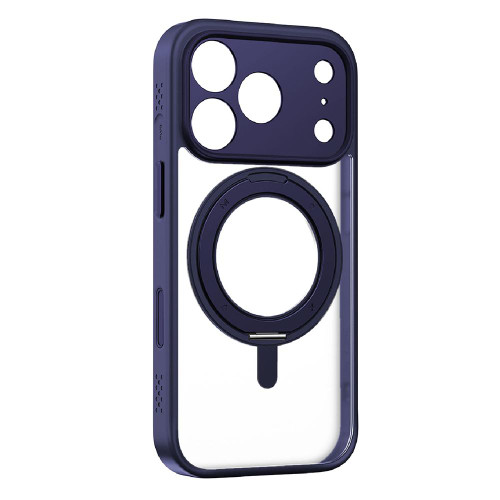 iPhone 17 Pro Max MOMAX Magsafe Magnetic Metal Rotating Holder Phone Case - Blue
