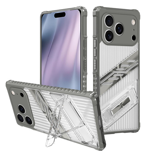 iPhone 17 Pro Max Plating Holder PC Hybrid TPU Phone Case - Space Gray