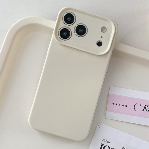 iPhone 17 Pro Max Precision Hole Camera Frame Solid Color Phone Case - White