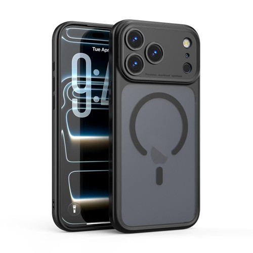 iPhone 17 Pro Max Precision Hole PC Transparent Shockproof Magnetic Phone Case - Black