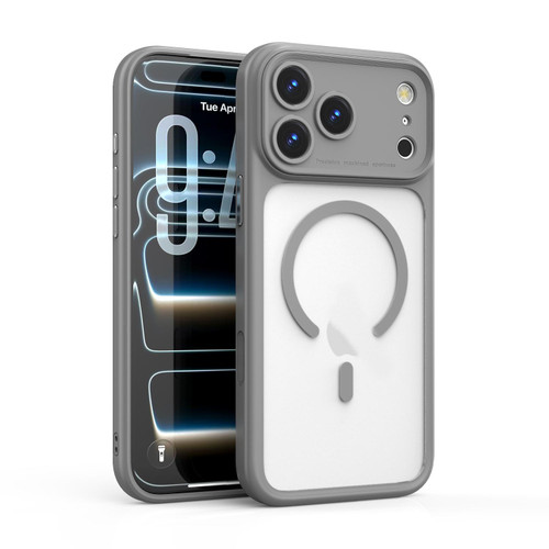 iPhone 17 Pro Max Precision Hole PC Transparent Shockproof Magnetic Phone Case - Gray