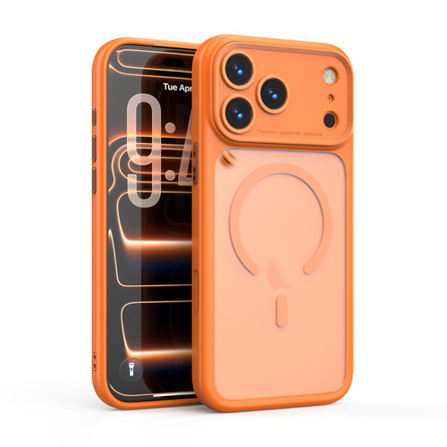 iPhone 17 Pro Max Precision Hole PC Transparent Shockproof Magnetic Phone Case - Orange