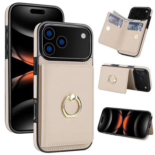 iPhone 17 Pro Max RFID Anti-theft Card Ring Holder Phone Case - White