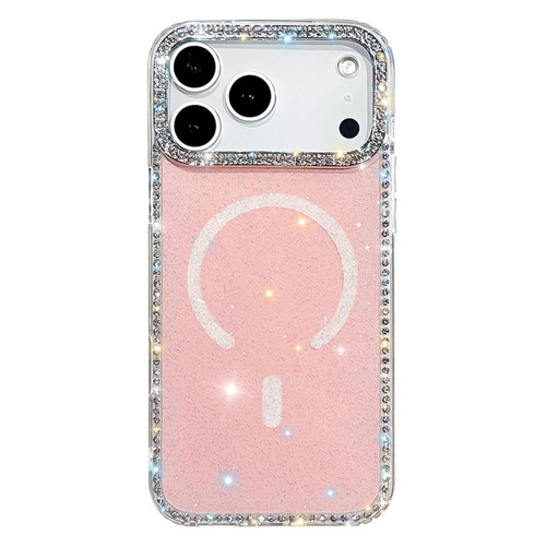 iPhone 17 Pro Max Rhinestone Dual-side IMD PC Hybrid TPU Magnetic Phone Case - Glitter Light Pink