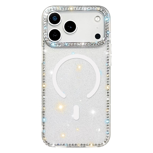 iPhone 17 Pro Max Rhinestone Dual-side IMD PC Hybrid TPU Magnetic Phone Case - Glitter Transparent
