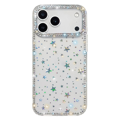 iPhone 17 Pro Max Rhinestone Dual-side IMD PC Hybrid TPU Phone Case - Stars Transparent