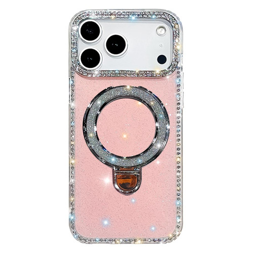 iPhone 17 Pro Max Rhinestone Glitter Kickstand Dual-side IMD Phone Case - Glitter Light Pink