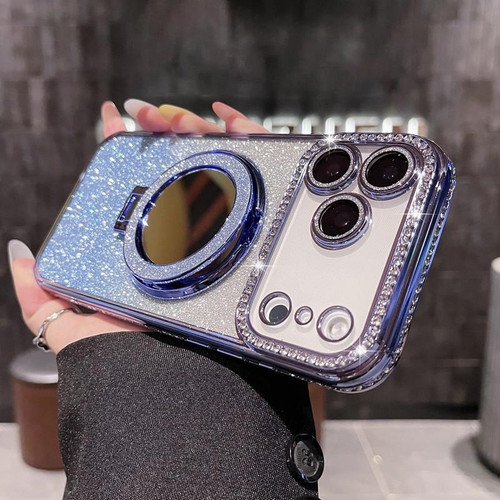 iPhone 17 Pro Max Rhinestone Mirror Glitter MagSafe TPU Phone Case - Sierra Blue
