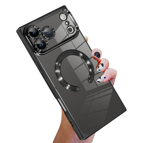 iPhone 17 Pro Max Right Angle Square Electroplated CD Pattern TPU MagSafe Phone Case - Black