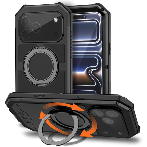 iPhone 17 Pro Max R-JUST Life Waterproof Dustproof MagSafe Magnetic Holder Phone Case - Black