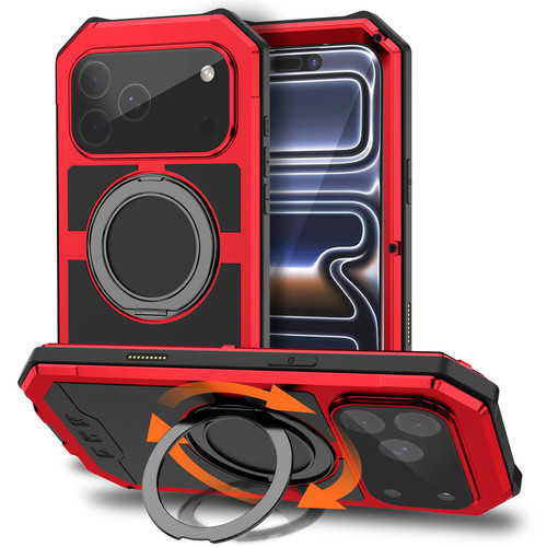 iPhone 17 Pro Max R-JUST Life Waterproof Dustproof MagSafe Magnetic Holder Phone Case - Red