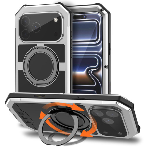 iPhone 17 Pro Max R-JUST Life Waterproof Dustproof MagSafe Magnetic Holder Phone Case - Silver