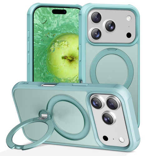 iPhone 17 Pro Max Rotating Pivot Bracket Magnetic Phone Case - Lake Blue