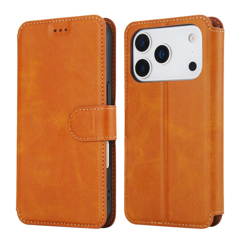 iPhone 17 Pro Max Shockproof PU + TPU Leather Phone Case - Light Brown