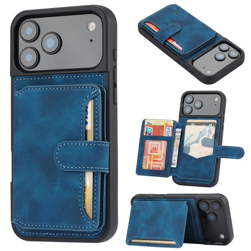 iPhone 17 Pro Max Skin Feel Dream RFID Anti-theft PU Card Bag Phone Case - Peacock Blue