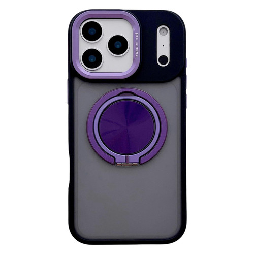 iPhone 17 Pro Max Skin Feel Frosted 360 Degree Rotation Magnetic Holder MagSafe Phone Case - Purple