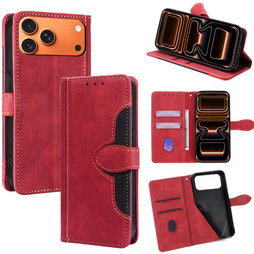 iPhone 17 Pro Max Skin Feel Magnetic Buckle Leather Phone Case - Red